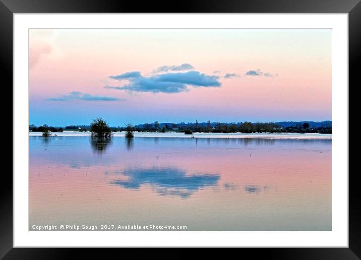 Reflection In The Flood Framed Mounted Print by Philip Gough
