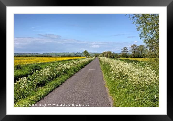 Road Through the Somerset Levels Framed Mounted Print by Philip Gough