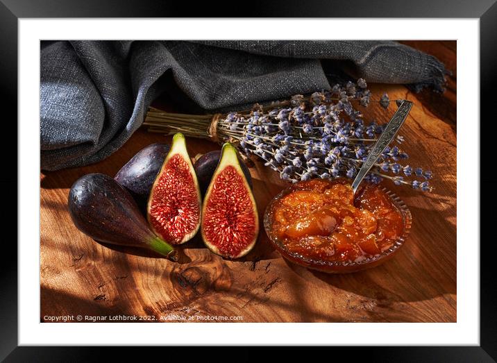 Figs and jam on a wooden board Framed Mounted Print by Ragnar Lothbrok