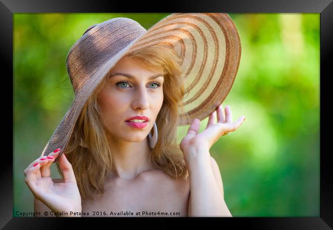 Beautiful blonde with hat outdoors Framed Print by Ragnar Lothbrok