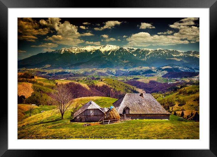 Wooden house and mountains Framed Mounted Print by Ragnar Lothbrok