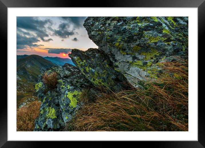 Mountain range at sunset Framed Mounted Print by Ragnar Lothbrok