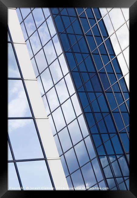 Glass office building sky reflections Framed Print by Joseph Clemson