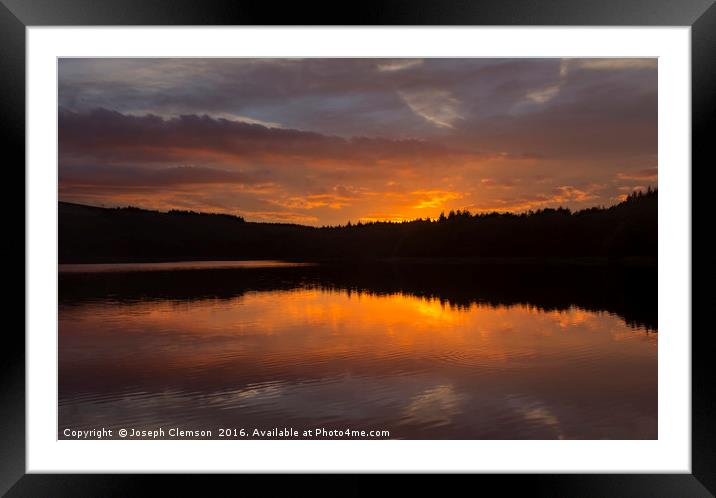 Turton and Entwistle reservoir sunset Framed Mounted Print by Joseph Clemson
