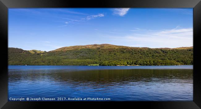 Coniston water and Peel (Wild Cat) Island Framed Print by Joseph Clemson