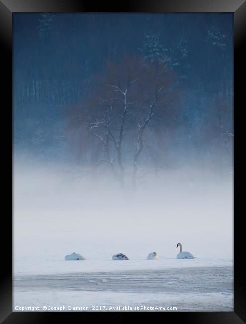 Swan Lake in Winter Framed Print by Joseph Clemson
