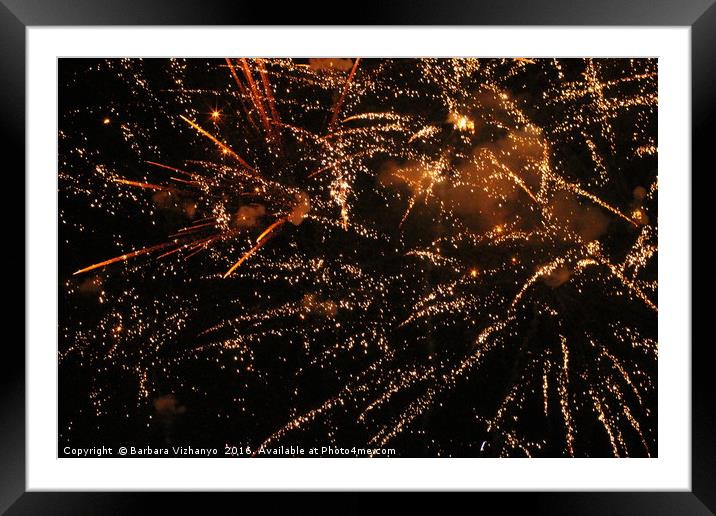 fireworks in Kastela Framed Mounted Print by Barbara Vizhanyo