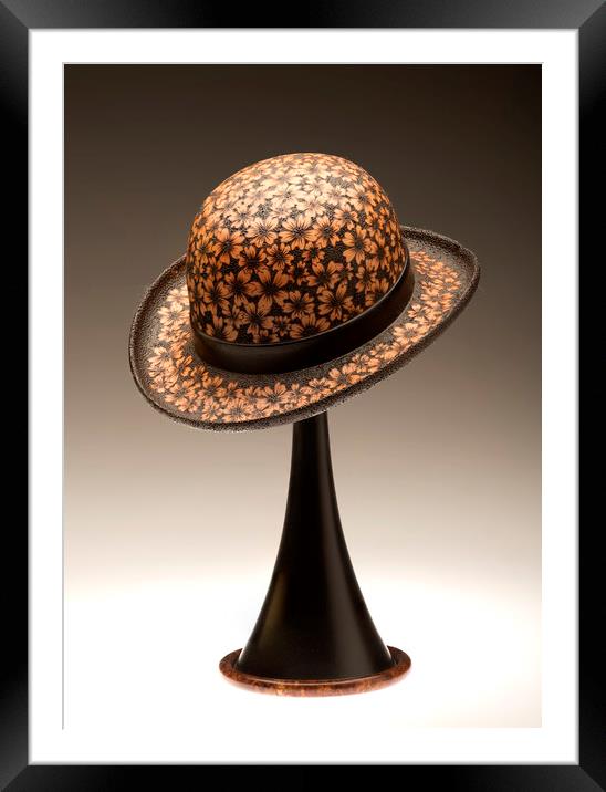 Cynthia Gibson - turned and decorated bowler hat i Framed Mounted Print by Jonathon Cuff