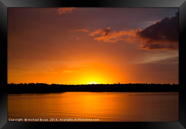 Golden Sunset over the Arguenon Estuary , Brittany Framed Print by michael Bryan