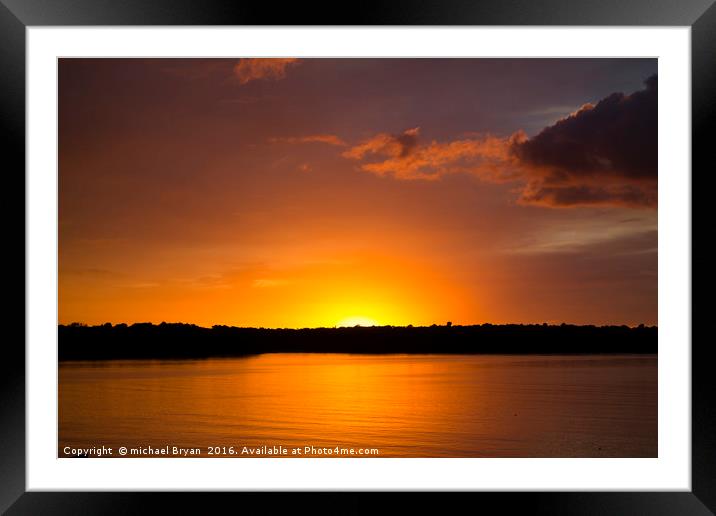 Golden Sunset over the Arguenon Estuary , Brittany Framed Mounted Print by michael Bryan
