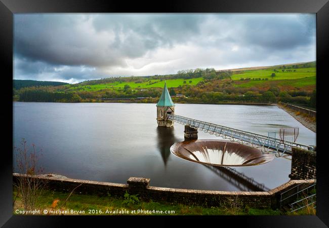 Pontsticill  Resevoir Tower Framed Print by michael Bryan