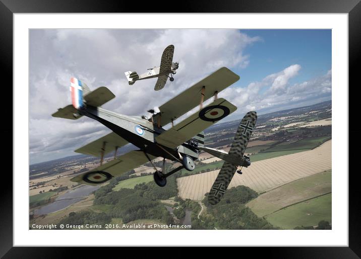 Aerial Dogfight Framed Mounted Print by George Cairns