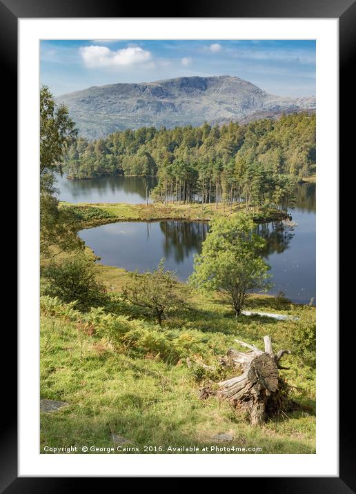 Lake, trees and hills in the Lake District Framed Mounted Print by George Cairns