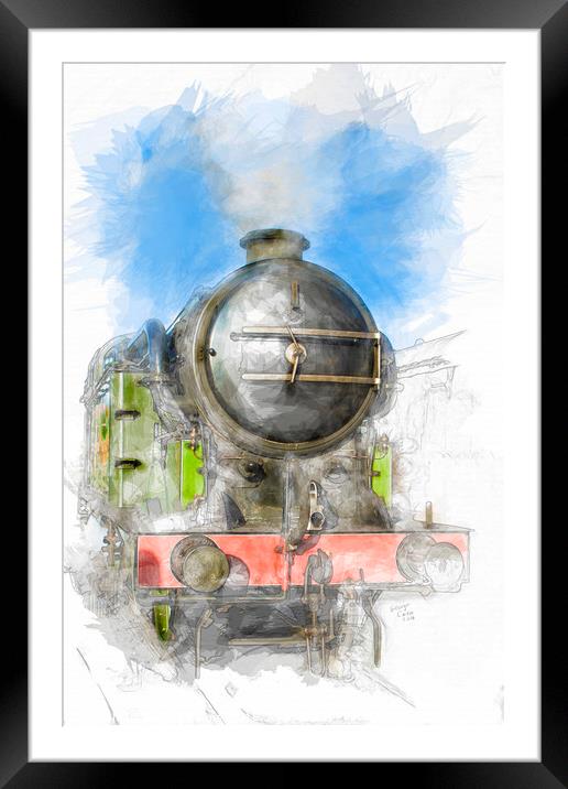 Watercolour Steam Engine Framed Mounted Print by George Cairns