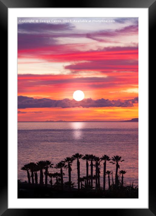 Sunset and silhouettes of the coast of Tenerife Framed Mounted Print by George Cairns