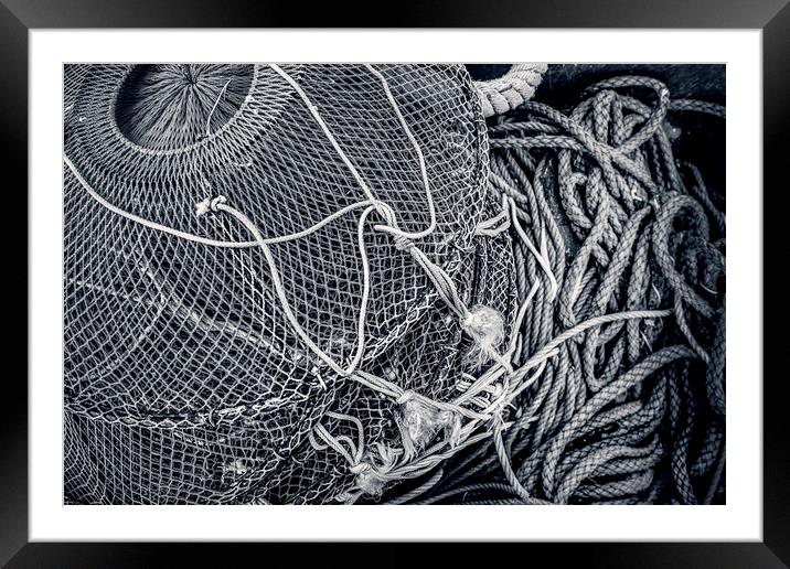 Pot and Rope in Mono Framed Mounted Print by Janette Hill