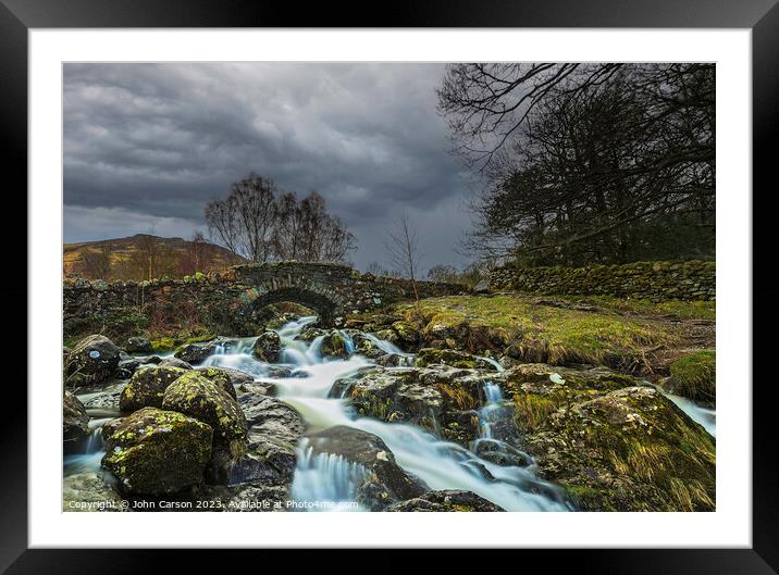 Tranquil Waters Beneath Ashness Bridge Framed Mounted Print by John Carson