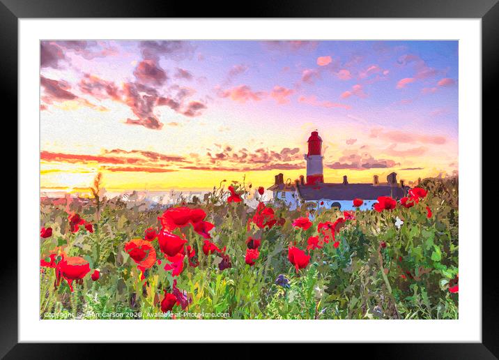 Radiant Sunrise at Souter Lighthouse Framed Mounted Print by John Carson