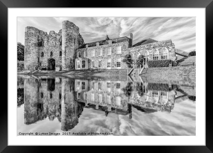 Tonbridge Castle Reflections (black and white) Framed Mounted Print by Wayne Lytton