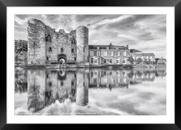 Tonbridge Castle Reflections 2 (black and white) Framed Mounted Print by Wayne Lytton