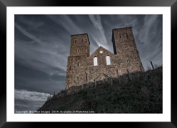 Reculver Towers by moonlight Framed Mounted Print by Wayne Lytton