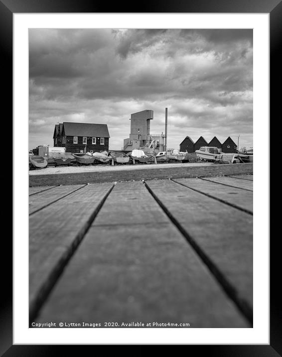 Whitstable Fishing Huts (black and white) Framed Mounted Print by Wayne Lytton