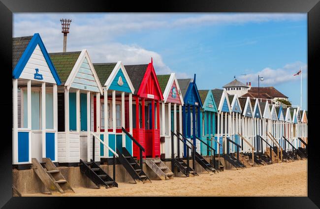 southwold seafront beach huts suffolk Framed Print by Kevin Snelling