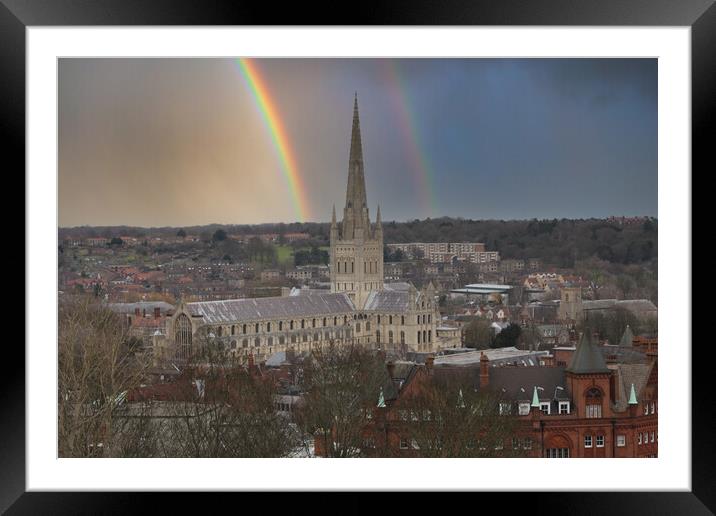 Radiant Norwich Cathedral Rainbow Framed Mounted Print by Kevin Snelling