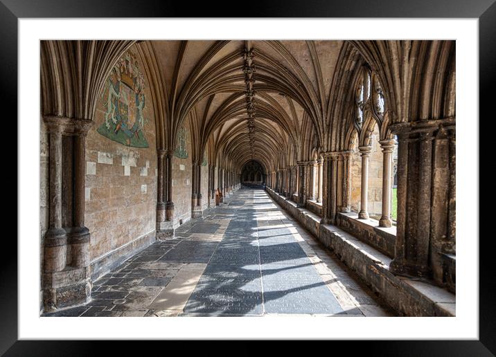 Tranquility in Norwich Cathedral Cloister Framed Mounted Print by Kevin Snelling
