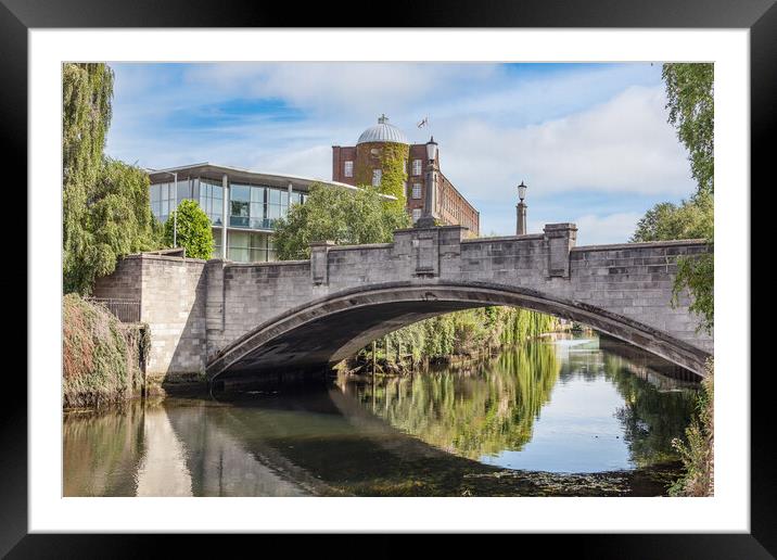 The River Wensum And Whitefriars Bridge In Norwich Framed Mounted Print by Kevin Snelling