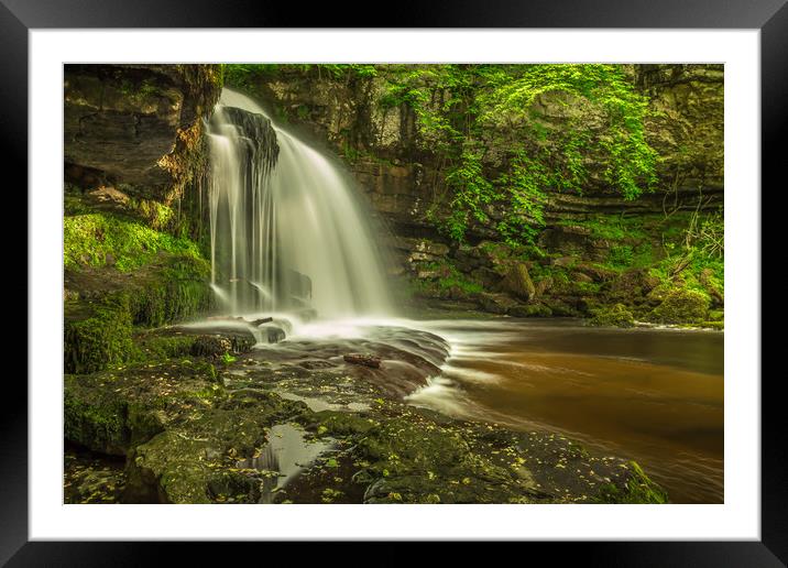 Tranquil West Burton Falls Framed Mounted Print by Kevin Snelling