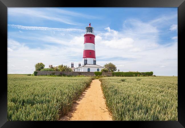 Happisburgh lighthouse on a summers day Framed Print by Kevin Snelling