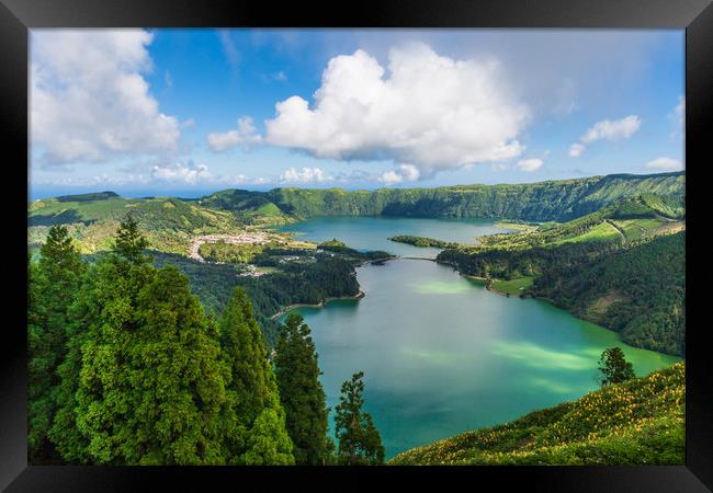 Majestic Twin Lakes of Sete Cidades Framed Print by Kevin Snelling