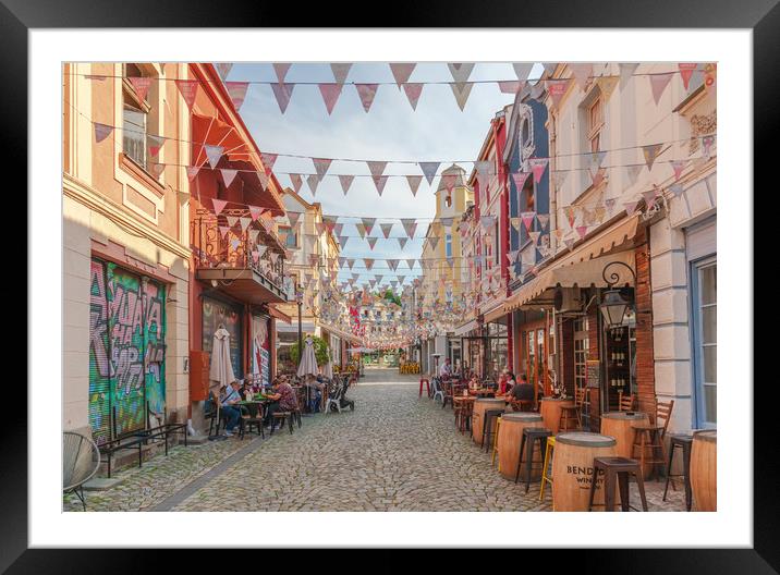 Vibrant Kapana Flags Cobblestones and More Framed Mounted Print by Kevin Snelling