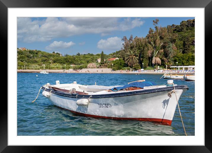 boat on the croatian coast lopud Framed Mounted Print by Kevin Snelling