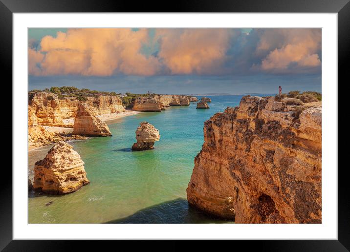 Majestic Cliffs Overlooking Marinha Beach Framed Mounted Print by Kevin Snelling