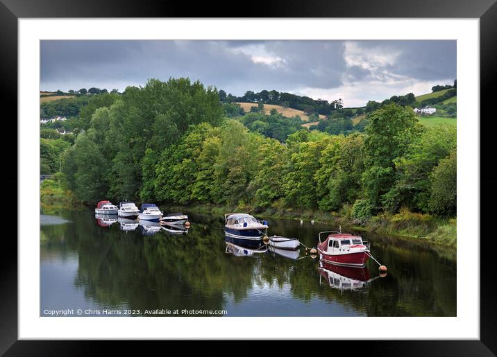 Boats on the River Dart, Devon Framed Mounted Print by Chris Harris