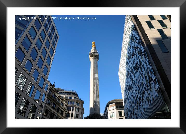 The Monument, City of London Framed Mounted Print by Chris Harris