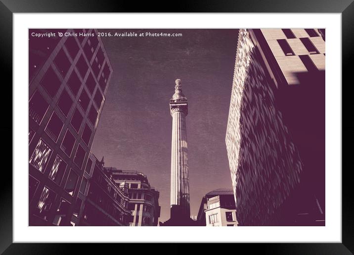Monument to the Great Fire of London Framed Mounted Print by Chris Harris