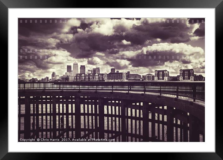 Canary Wharf skyline Framed Mounted Print by Chris Harris
