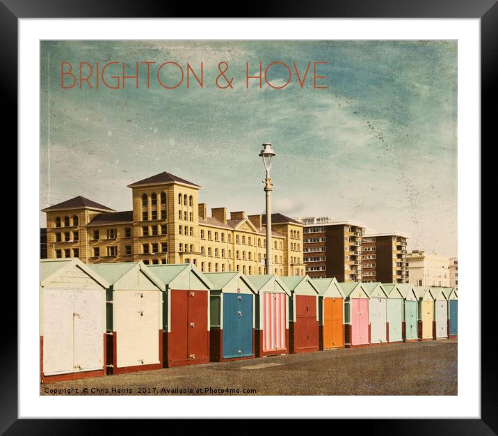 Brighton & Hove - Retro style Framed Mounted Print by Chris Harris