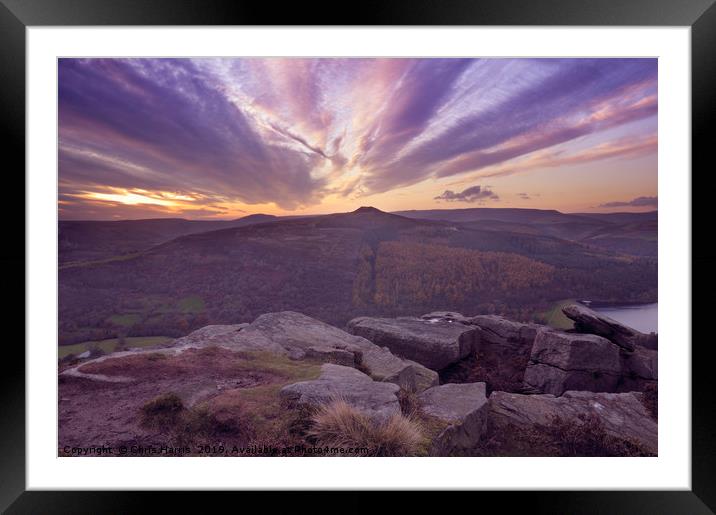 Win Hill at sunset, Peak District Framed Mounted Print by Chris Harris