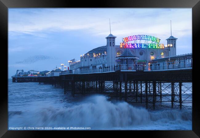 Brighton Pier at dusk Framed Print by Chris Harris