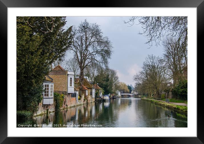 Looking East up the River Lea in Ware. Framed Mounted Print by Will Elliott