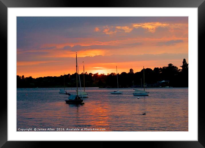 Sunset Over Water Framed Mounted Print by James Allen