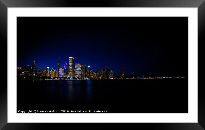 Chicago by Night Framed Mounted Print by Hannah Ashton