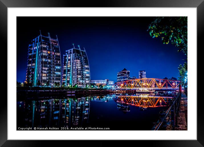 Salford Quays by Night Framed Mounted Print by Hannah Ashton