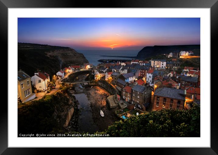 Staithes Sunrise Framed Mounted Print by john vince