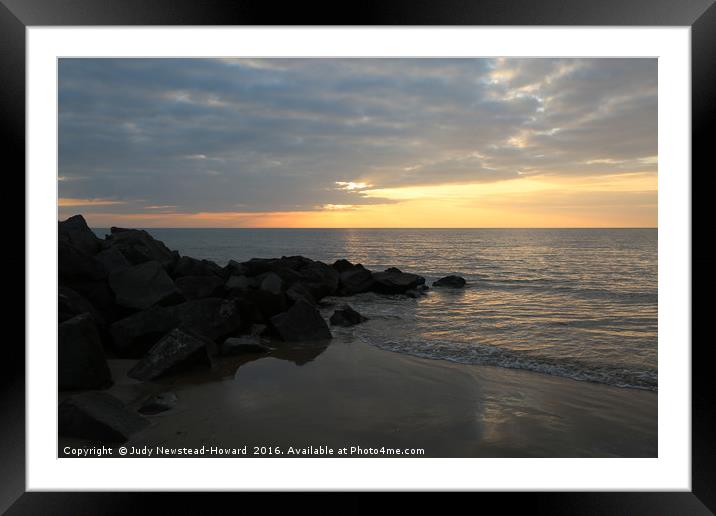Sunset at Brancaster beach, Norfolk Framed Mounted Print by Judy Newstead-Howard