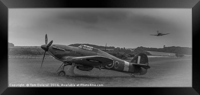 Hawker Hurricane with Spitfire flypast Framed Print by Tom Dolezal